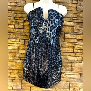 Zara Short Sequin Dress Leopard Print Medium 9447/710